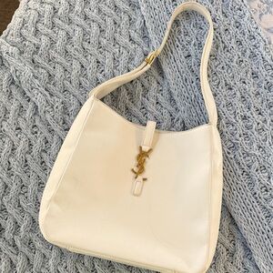 FAUX Yves Saint Laurent Cream Shoulder Bag with Gold Accents